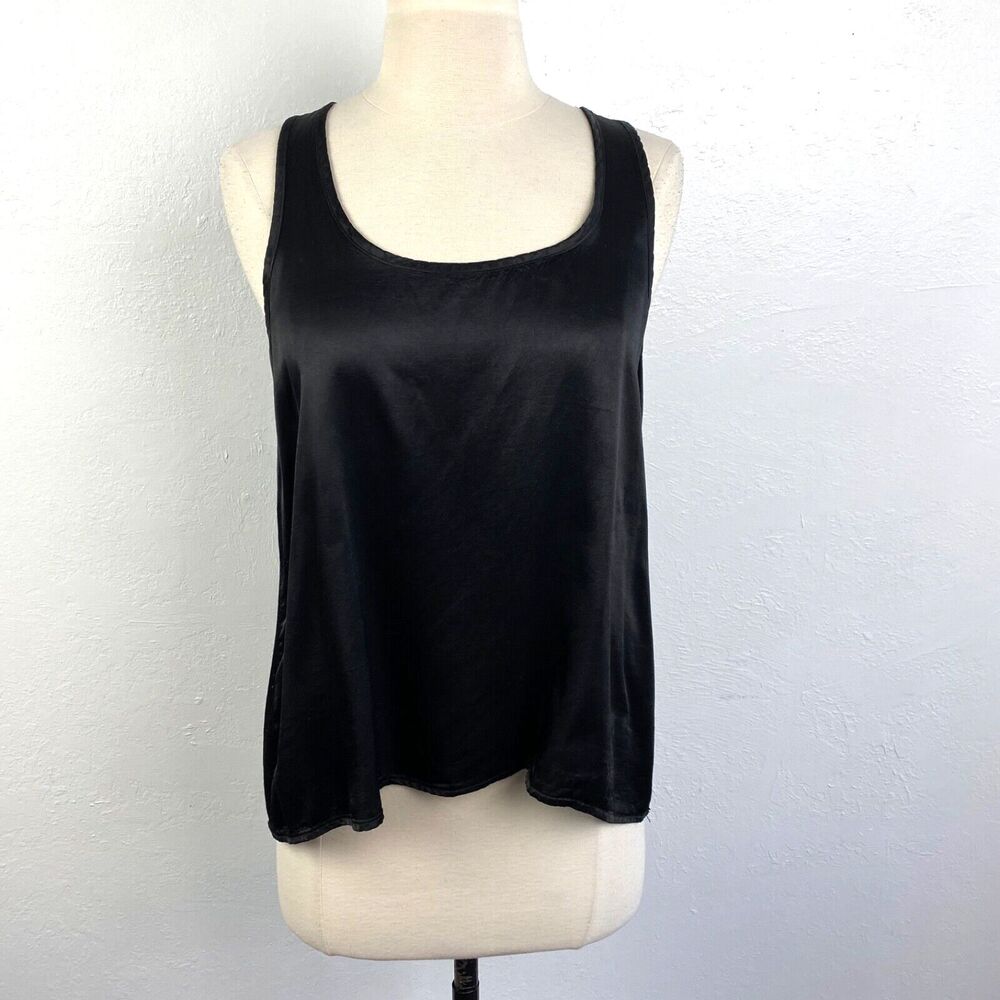 Hard Tail Womans Racerback Black Satin Small Tank Top USA Casual Sport Formal